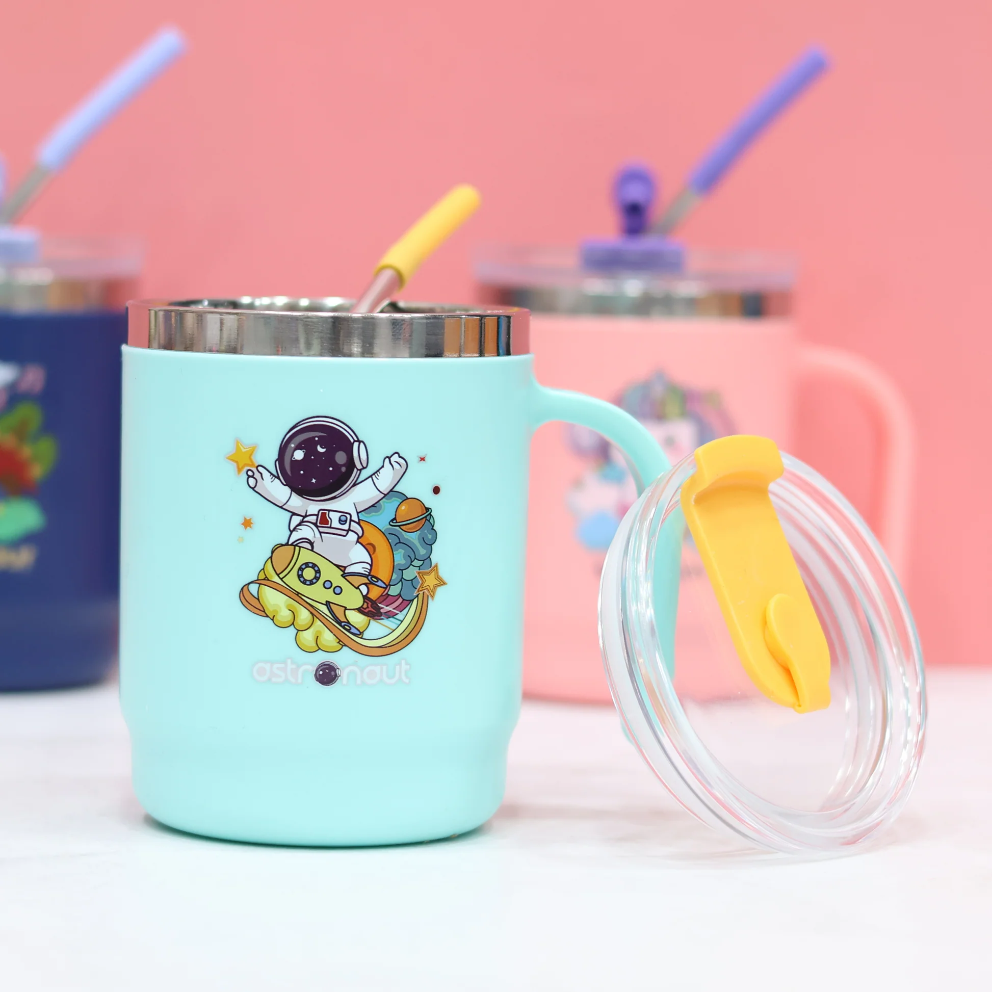 Unicorn Stainless Steel Kids Mug with Lid and Straw - Image 11