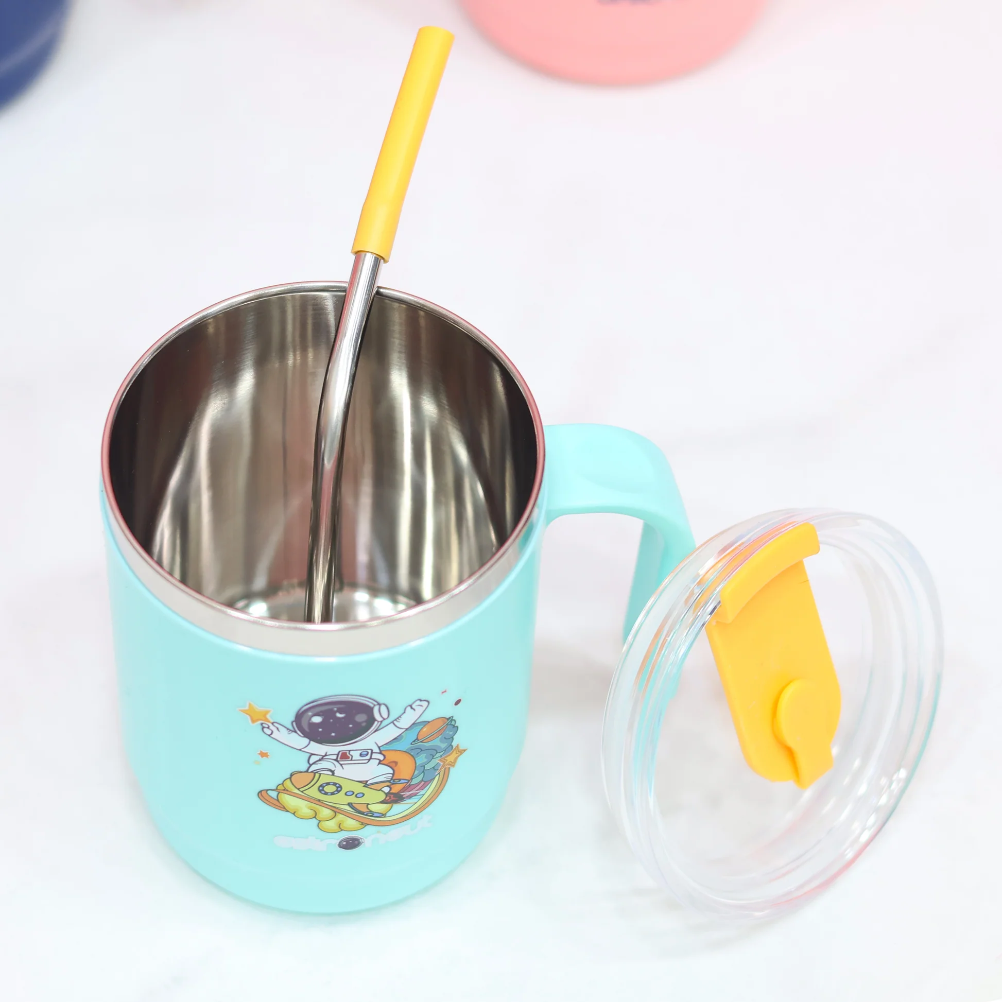 Unicorn Stainless Steel Kids Mug with Lid and Straw - Image 9