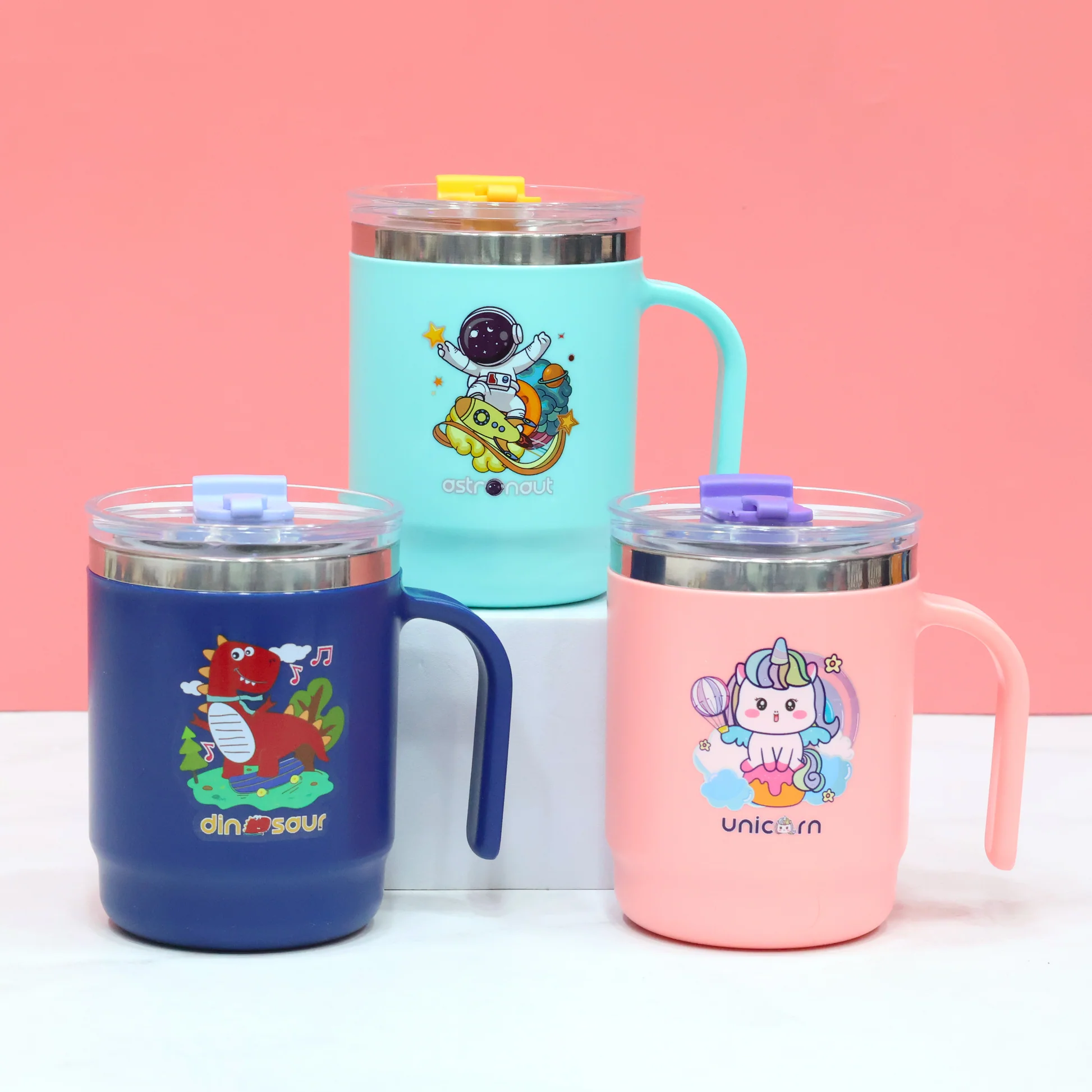 Unicorn Stainless Steel Kids Mug with Lid and Straw - Image 3